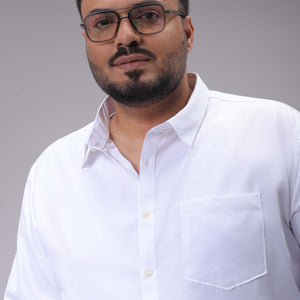 Men's Plus Size White Regular Fit Solid Formal Shirt