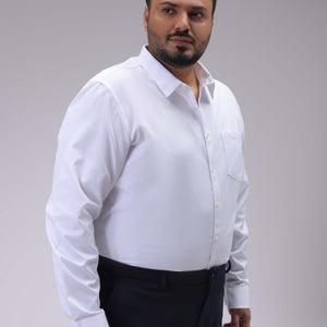 Men's Plus Size White Regular Fit Solid Formal Shirt