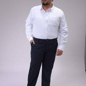 Men's Plus Size White Regular Fit Solid Formal Shirt