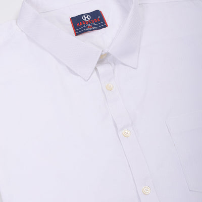 Men's Plus Size White Regular Fit Solid Formal Shirt