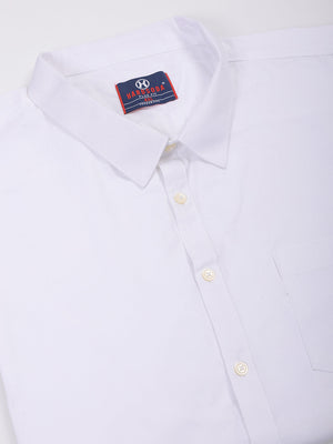 Men's Plus Size White Regular Fit Solid Formal Shirt