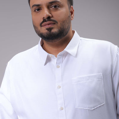 Men's Plus Size White Regular Fit Solid Formal Shirt