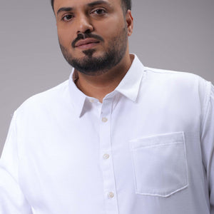 Men's Plus Size White Regular Fit Solid Formal Shirt