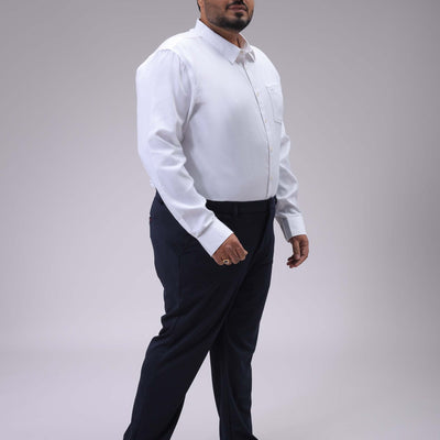 Men's Plus Size White Regular Fit Solid Formal Shirt