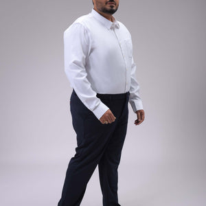 Men's Plus Size White Regular Fit Solid Formal Shirt