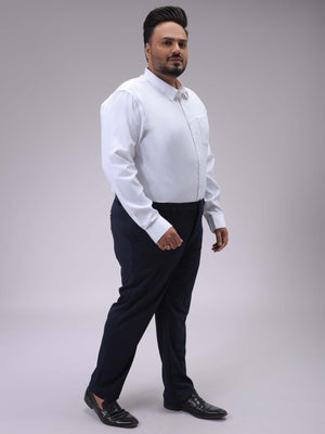 Men's Plus Size White Regular Fit Solid Formal Shirt