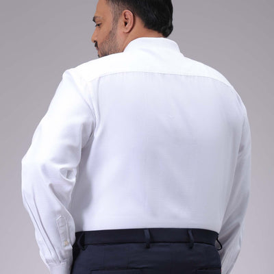 Men's Plus Size White Regular Fit Solid Formal Shirt