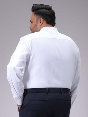 Men's Plus Size White Regular Fit Solid Formal Shirt