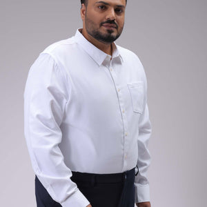 Men's Plus Size White Regular Fit Solid Formal Shirt