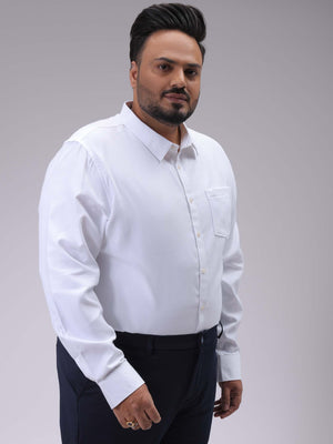 Men's Plus Size White Regular Fit Solid Formal Shirt