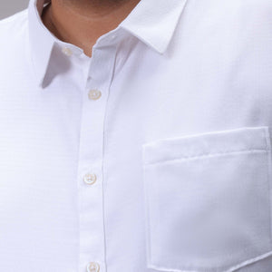 Men's Plus Size White Regular Fit Solid Formal Shirt
