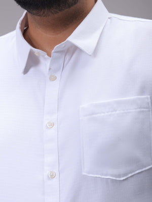 Men's Plus Size White Regular Fit Solid Formal Shirt