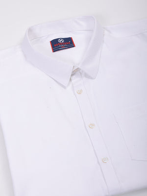 Men's Plus Size White Regular Fit Solid Formal Shirt
