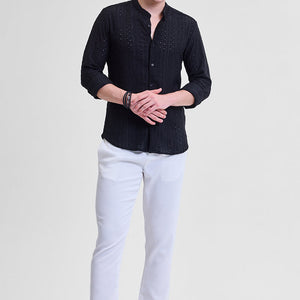 Black Self-Design Shirt