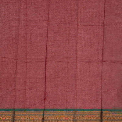 Crimson Handloom Chettinad Cotton Saree With Floral Buttas