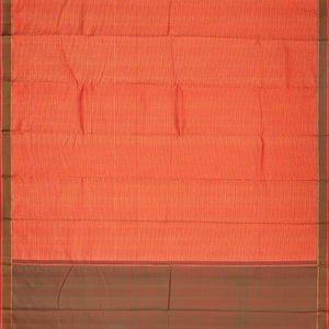 Red Handloom Kanchipuram Silk Saree With Diagonal Stripes