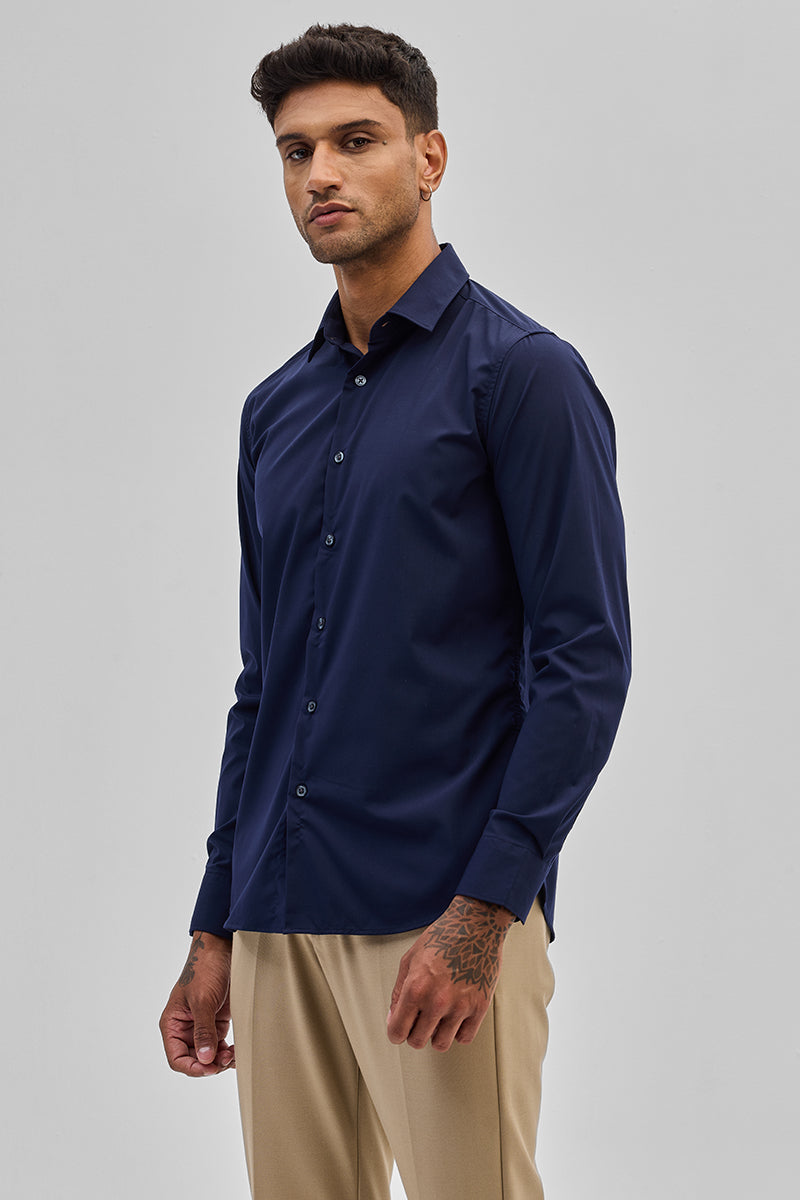 Dark Blue Slim Fit Stretch Shirt