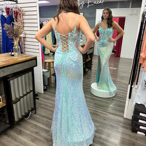 Sequin Fitted Sleeveless Slit Gown by Jovani 24299