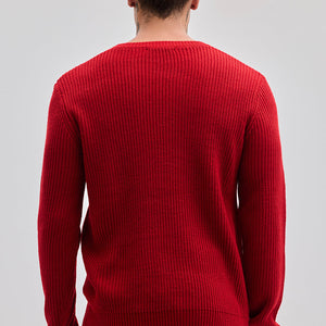 Red Fisherman Knit Sweater