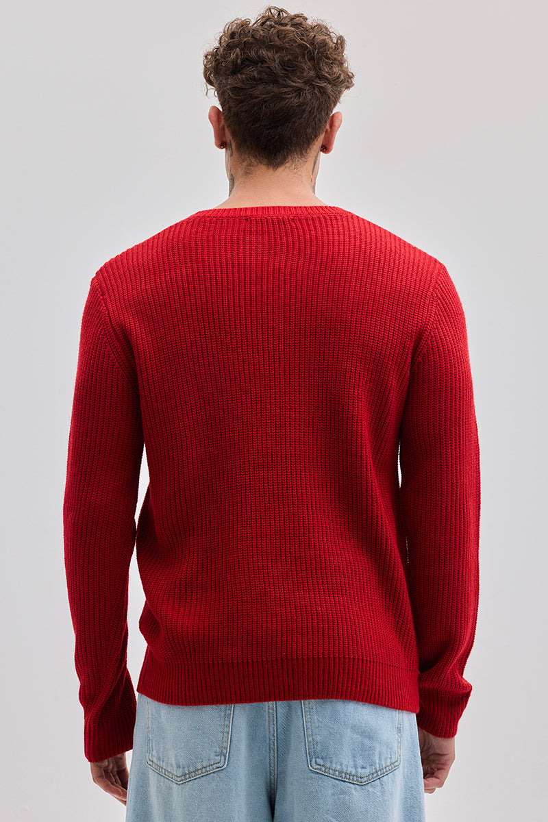 Red Fisherman Knit Sweater