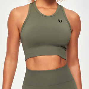 Seamless Padded Tank - Olive Green
