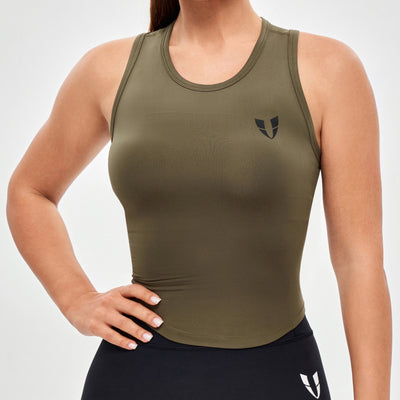 Round Neck Sports Tank - Moss Green
