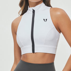 Full Zip Padded Tank - White
