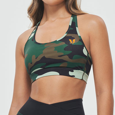 Power Sports Bra - Green Camo