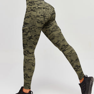 Solo Cargo Leggings - Army Green Camo
