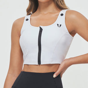 Zip Up Padded Tank - White