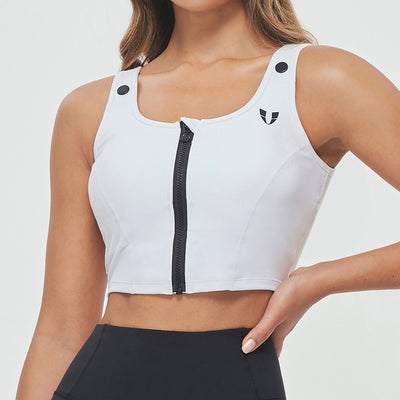 Zip Up Padded Tank - White
