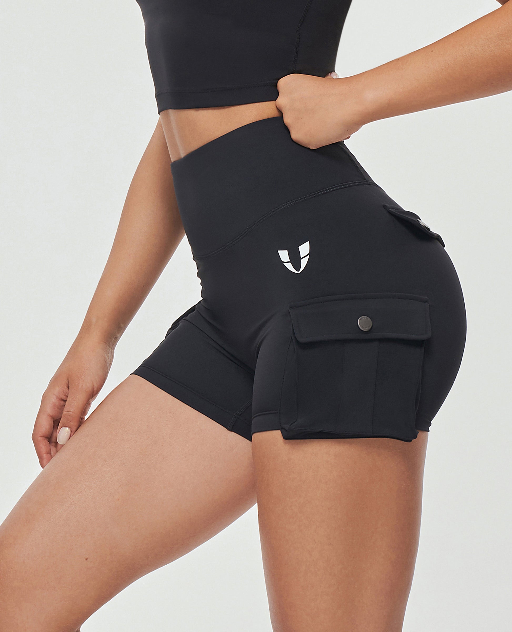 Scrunch Butt Cargo Shorts - Black