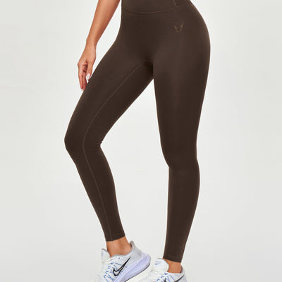 High Waisted Workout Leggings - Brown