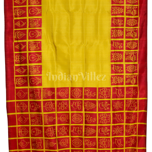 Red Yellow Nabakothi Contemporary Designer Silk Saree