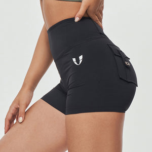 High Waist Cargo Shorts - Black