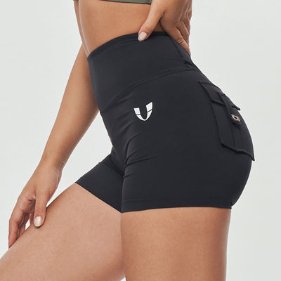High Waist Cargo Shorts - Black