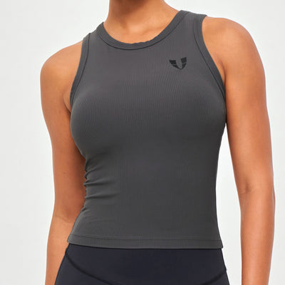 Ribbed Workout Tank - Lava Gray