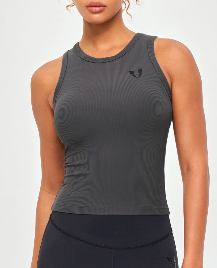 Ribbed Workout Tank - Lava Gray