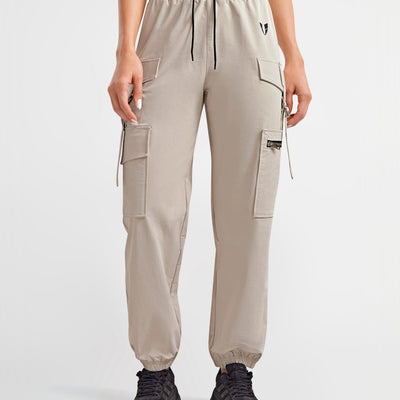 Loose Fit Cargo Power Pants - Apricot Gray