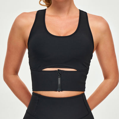 Scoop Neck Sports Bra - Black