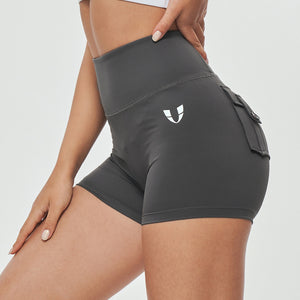 High Waist Cargo Shorts - Gray