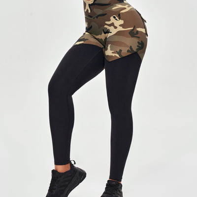 Cargo Power Leggings - Earth Camo and Black