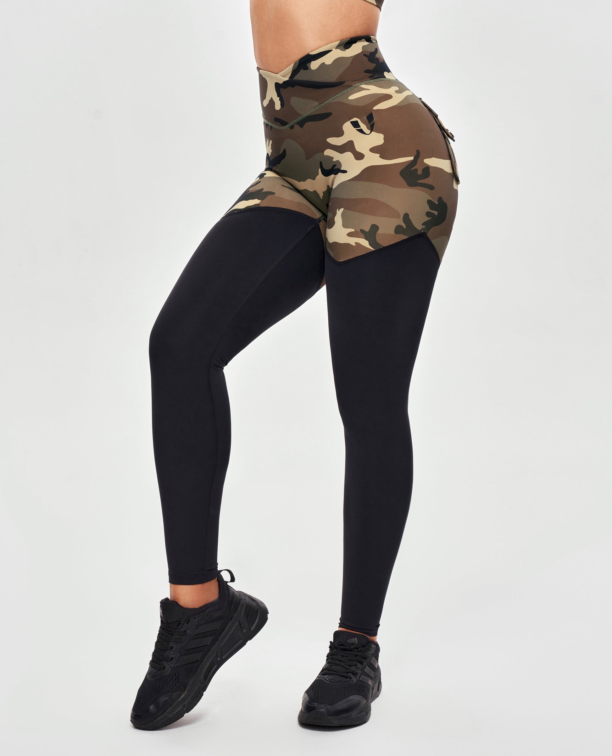 Cargo Power Leggings - Earth Camo and Black