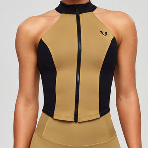 Contrast Color Gym Tank - Brown and Black