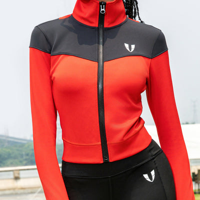 V-Shape Athletic Jacket - Red and Black