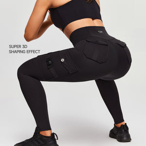 Cargo Fitness Leggings Plus - Black