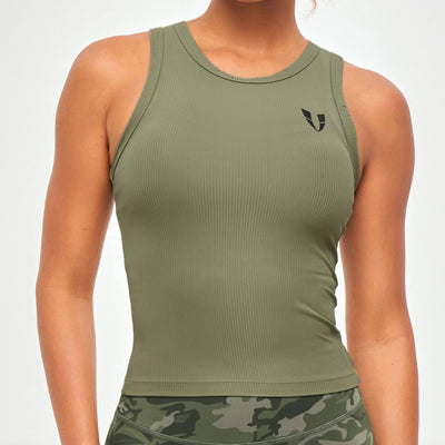 Ribbed Workout Tank - Olive Green
