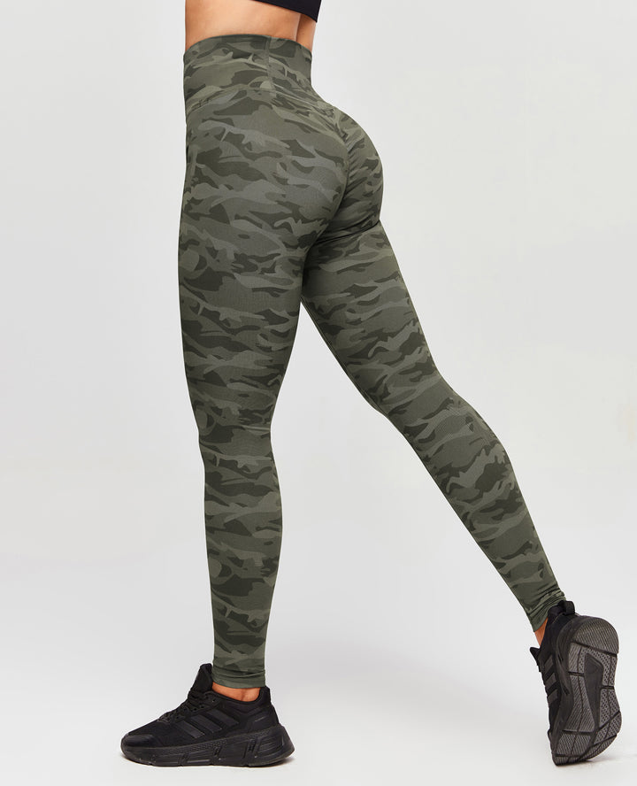 Scrunch Butt Leggings - Moss Green Camo