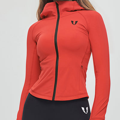 Thin Fleece Zipper Hoodie - Red