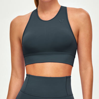High Neck Sports Bra - Gray